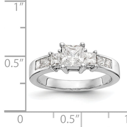 14K Weißgold Verlobungsring mit 3 simulierten Diamanten