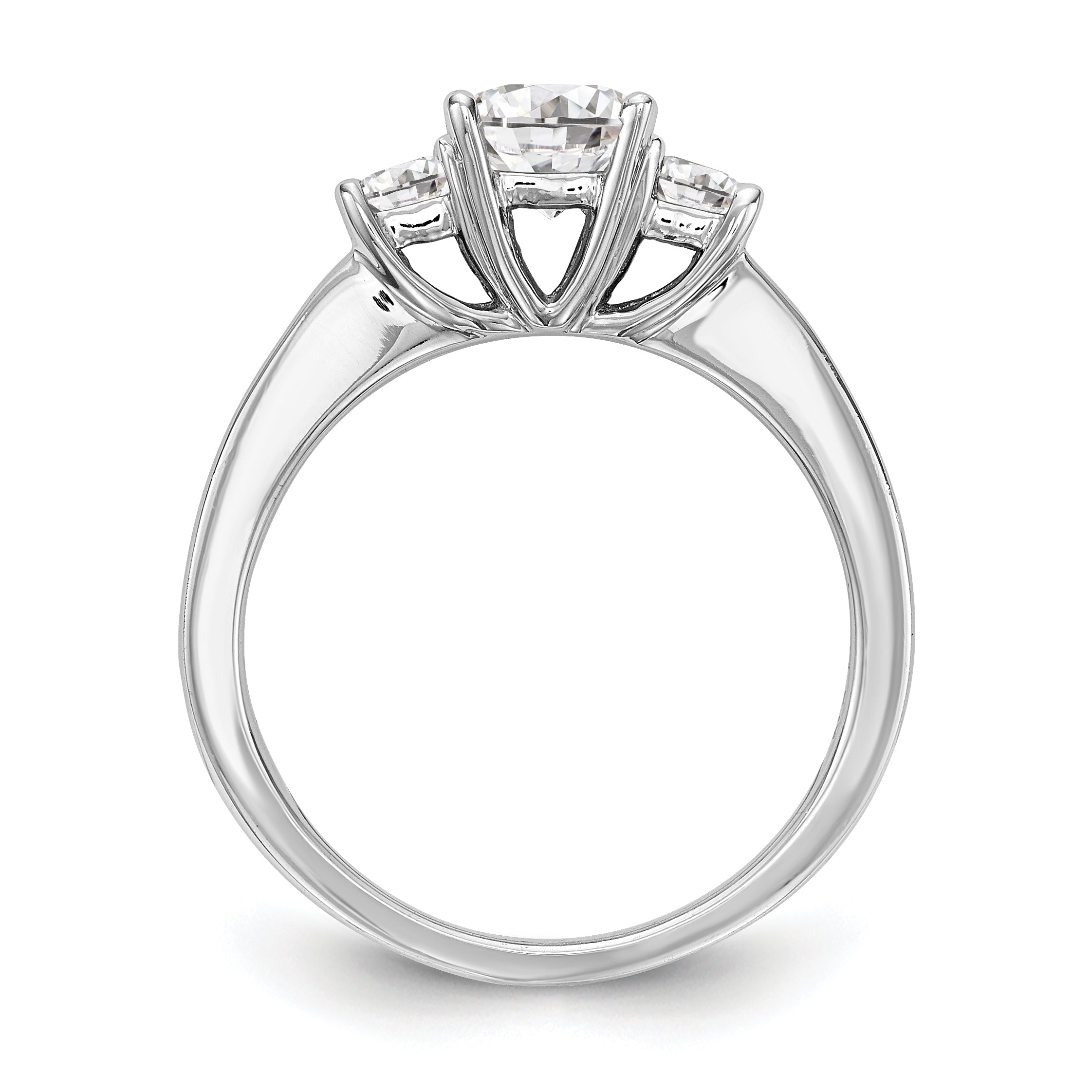 Verlobungsring aus 14K Weißgold mit 3 simulierten Diamanten