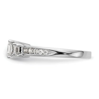 Verlobungsring aus 14K Weißgold mit 3 simulierten Diamanten