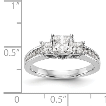 Verlobungsring aus 14K Weißgold mit 3 simulierten Diamanten