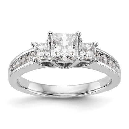 Verlobungsring aus 14K Weißgold mit 3 simulierten Diamanten