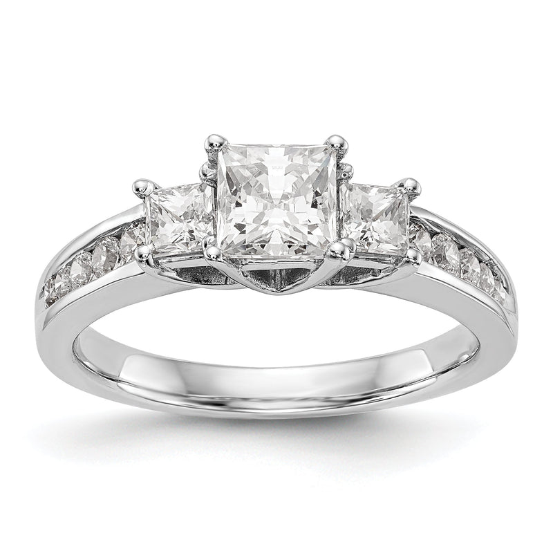 Verlobungsring aus 14K Weißgold mit 3 simulierten Diamanten