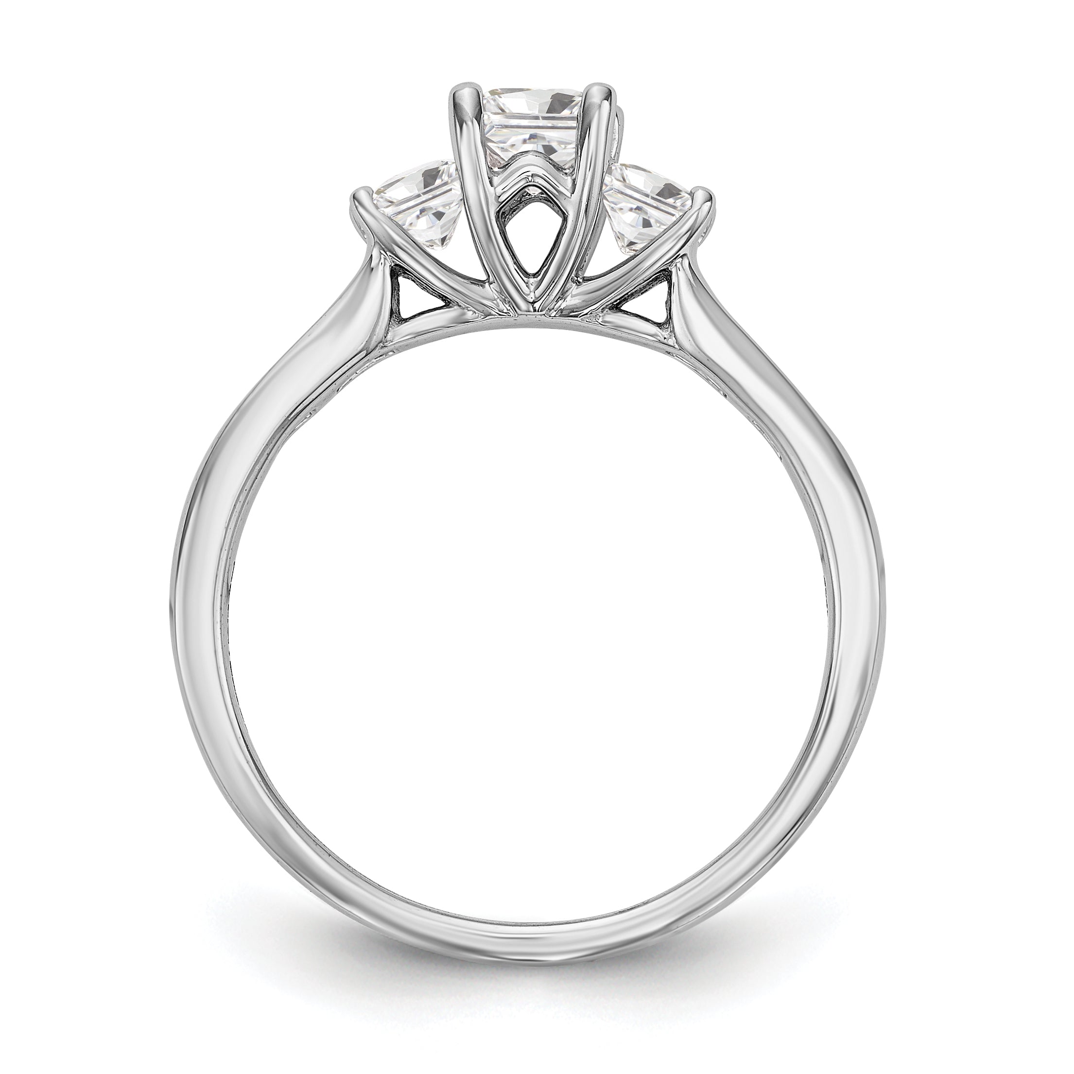 14K Weißgold Verlobungsring mit 3 simulierten Diamanten