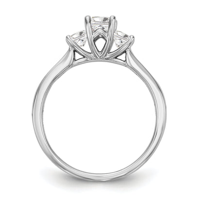 14K Weißgold Verlobungsring mit 3 simulierten Diamanten