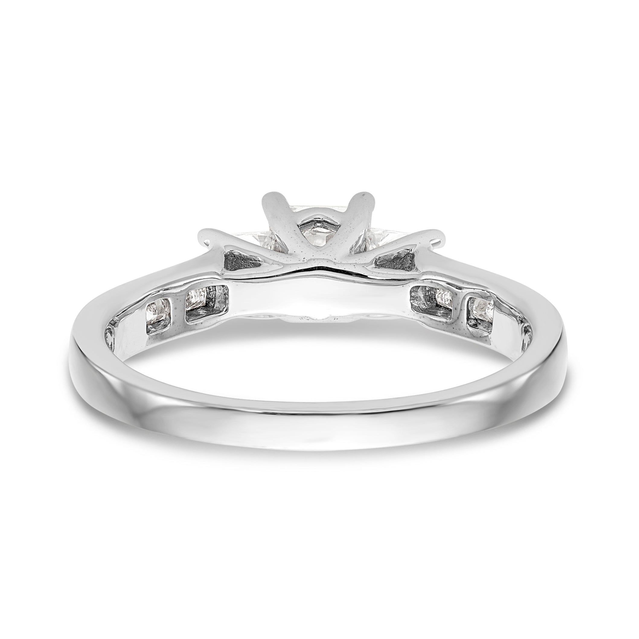 14K Weißgold Verlobungsring mit 3 simulierten Diamanten