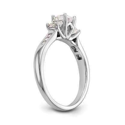 14K Weißgold Verlobungsring mit 3 simulierten Diamanten