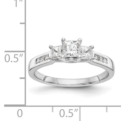 14K Weißgold Verlobungsring mit 3 simulierten Diamanten