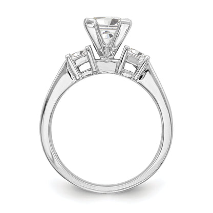 14K Weißgold Dreistein-Verlobungsring in Krappenfassung mit simulierten Diamanten
