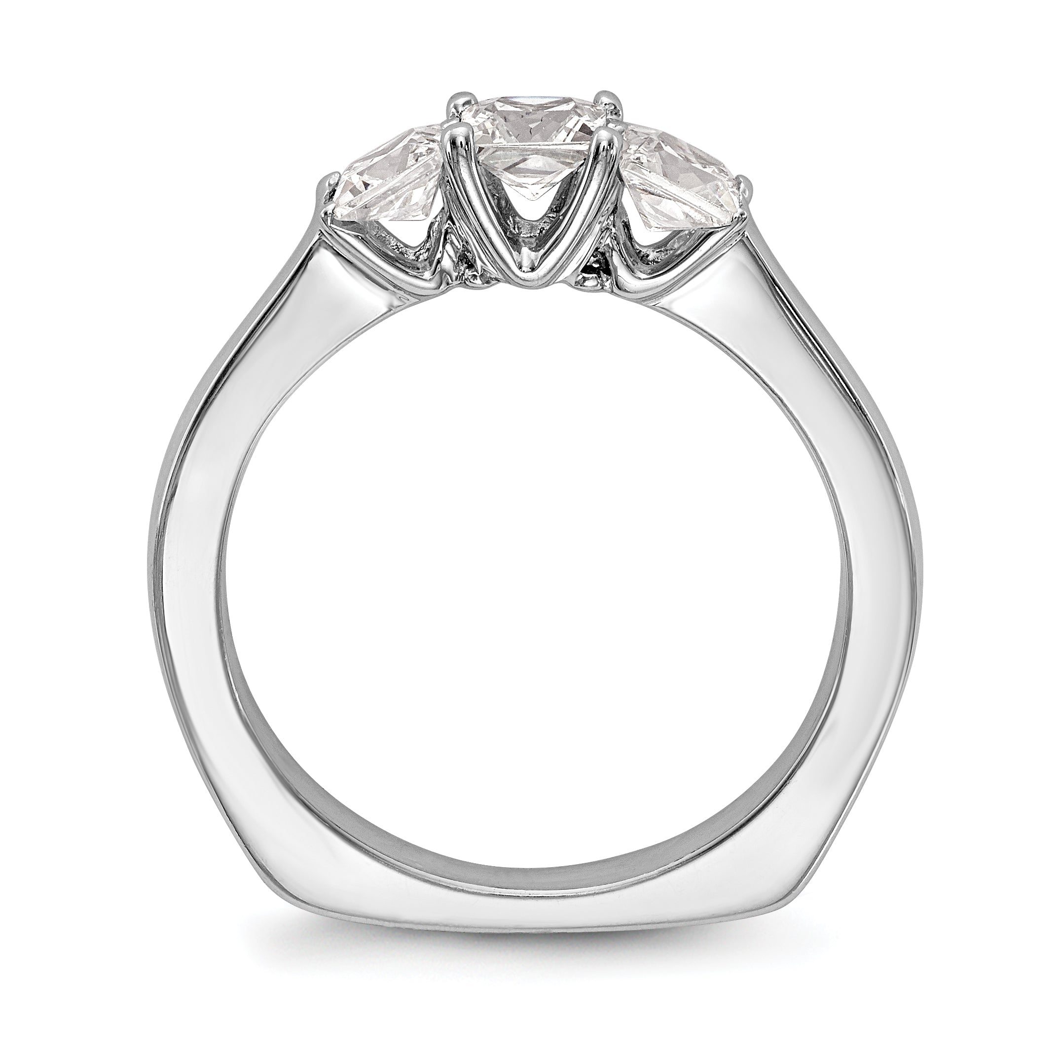 14K Weißgold Dreistein-Verlobungsring mit simulierten Diamanten