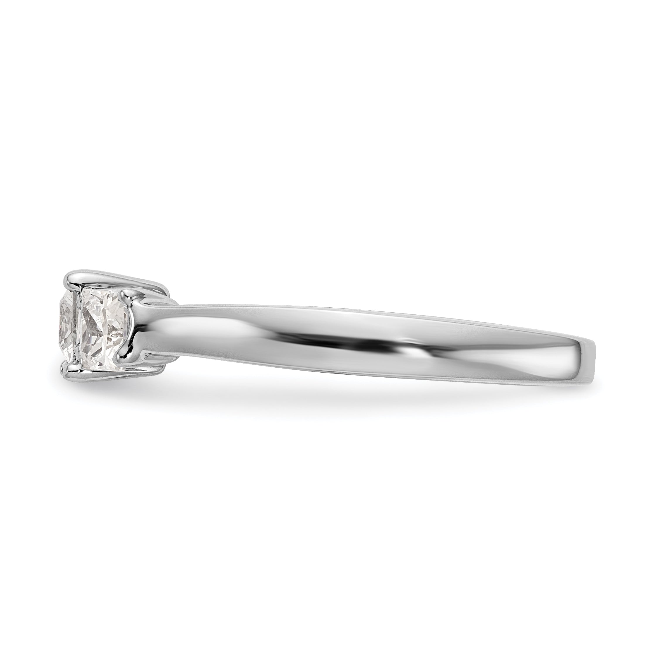 14K Weißgold Dreistein-Verlobungsring mit simulierten Diamanten