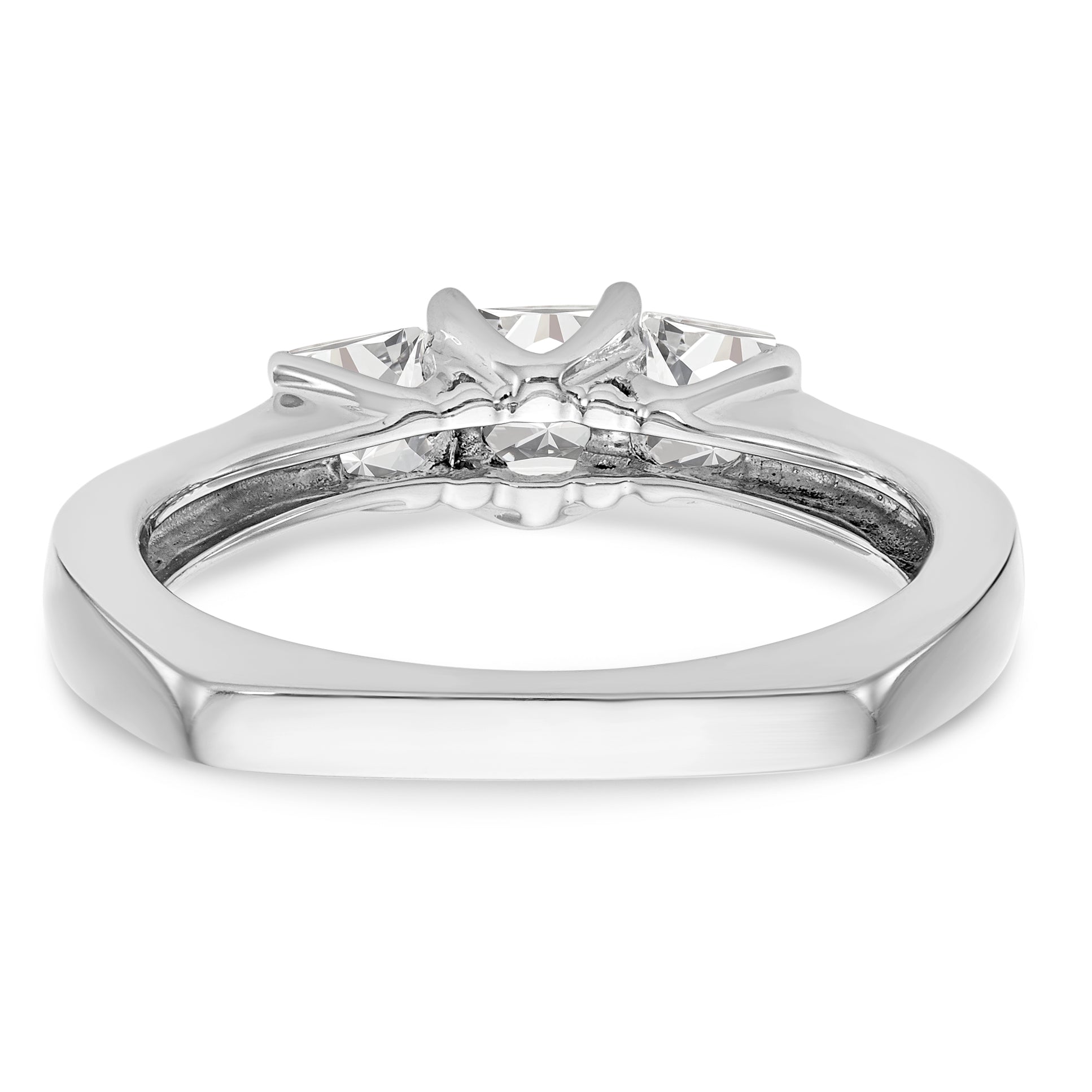 14K Weißgold Dreistein-Verlobungsring mit simulierten Diamanten