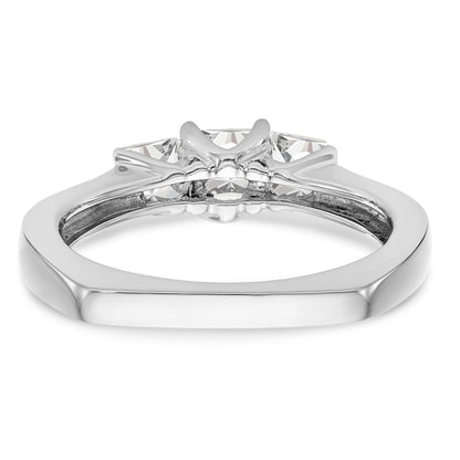 14K Weißgold Dreistein-Verlobungsring mit simulierten Diamanten