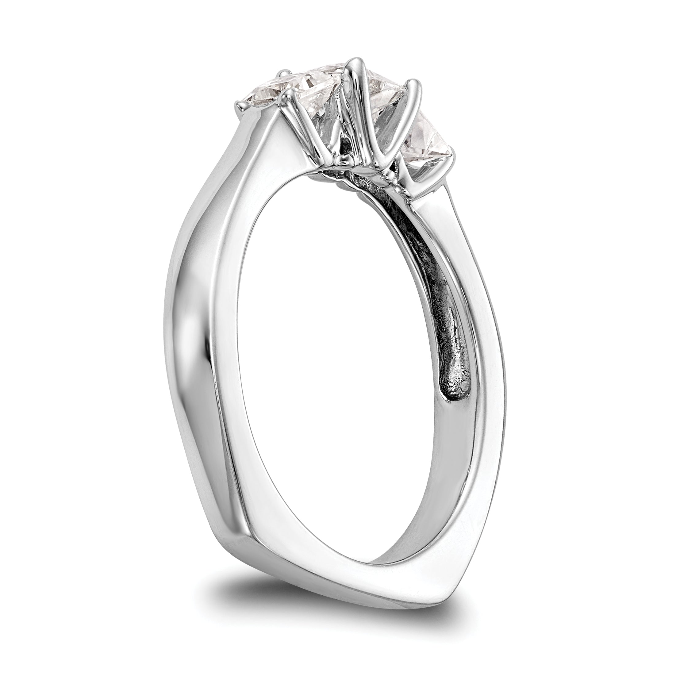 14K Weißgold Dreistein-Verlobungsring mit simulierten Diamanten