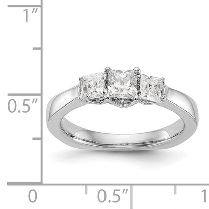 14K Weißgold Dreistein-Verlobungsring mit simulierten Diamanten