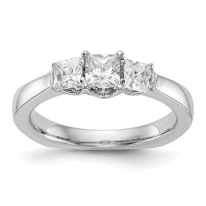 14K Weißgold Dreistein-Verlobungsring mit simulierten Diamanten