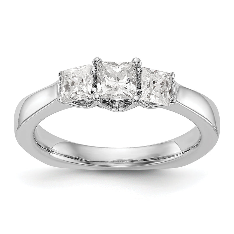 14K Weißgold Dreistein-Verlobungsring mit simulierten Diamanten