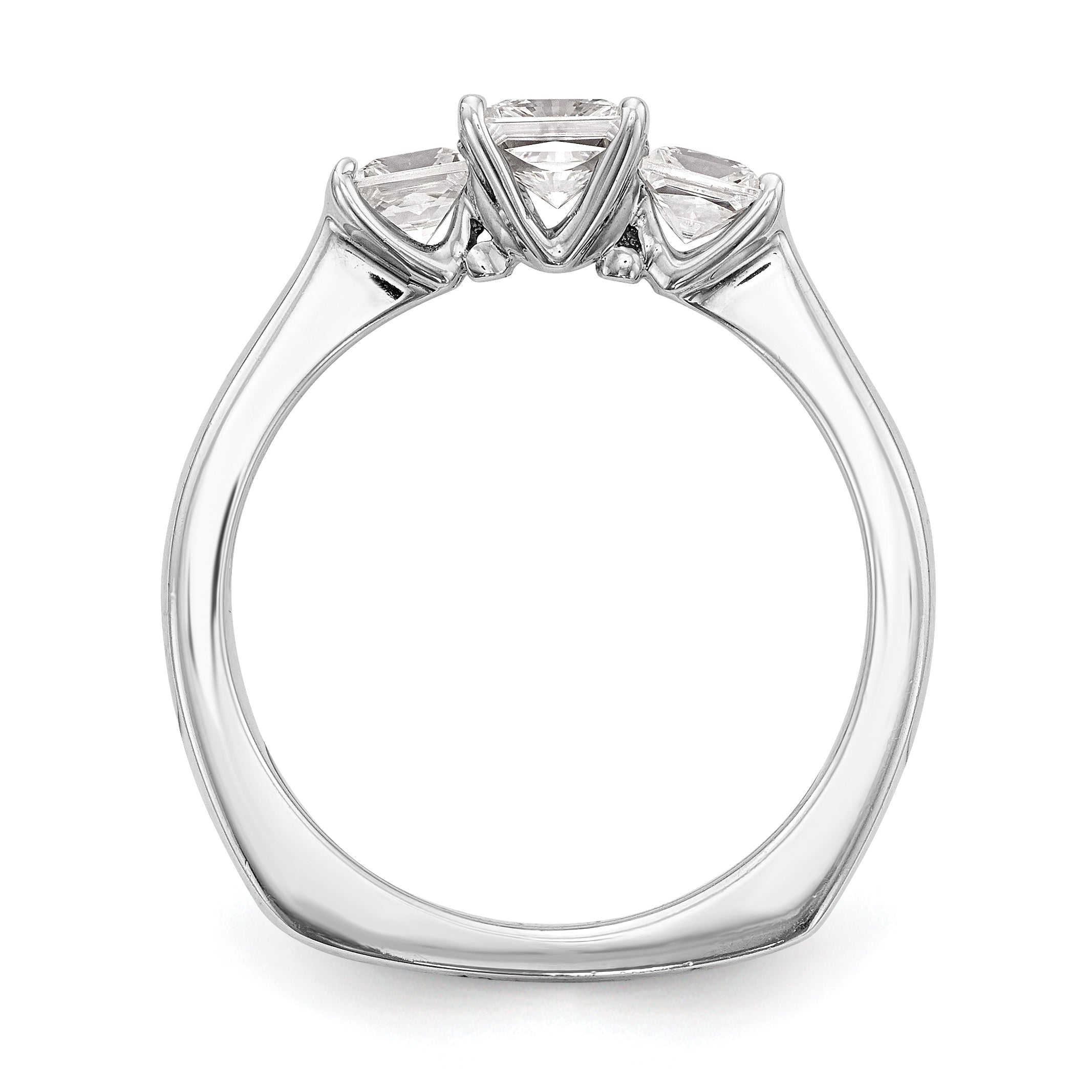 14K Weißgold Verlobungsring mit 3 simulierten Diamanten
