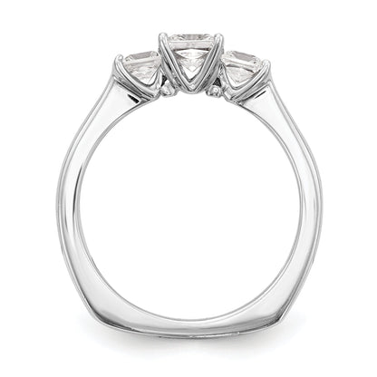 14K Weißgold Verlobungsring mit 3 simulierten Diamanten