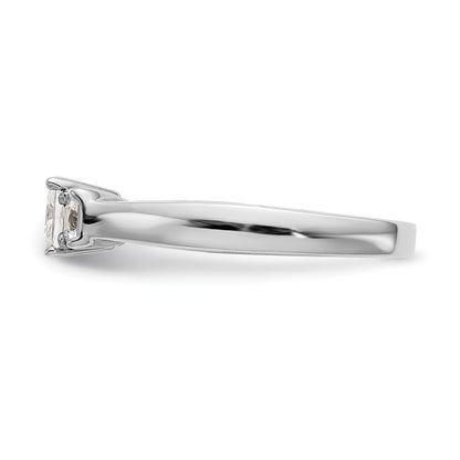 14K Weißgold Verlobungsring mit 3 simulierten Diamanten