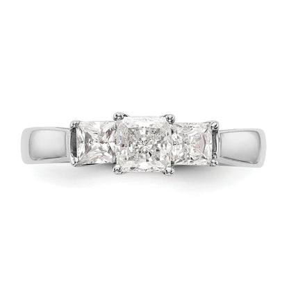 14K Weißgold Verlobungsring mit 3 simulierten Diamanten