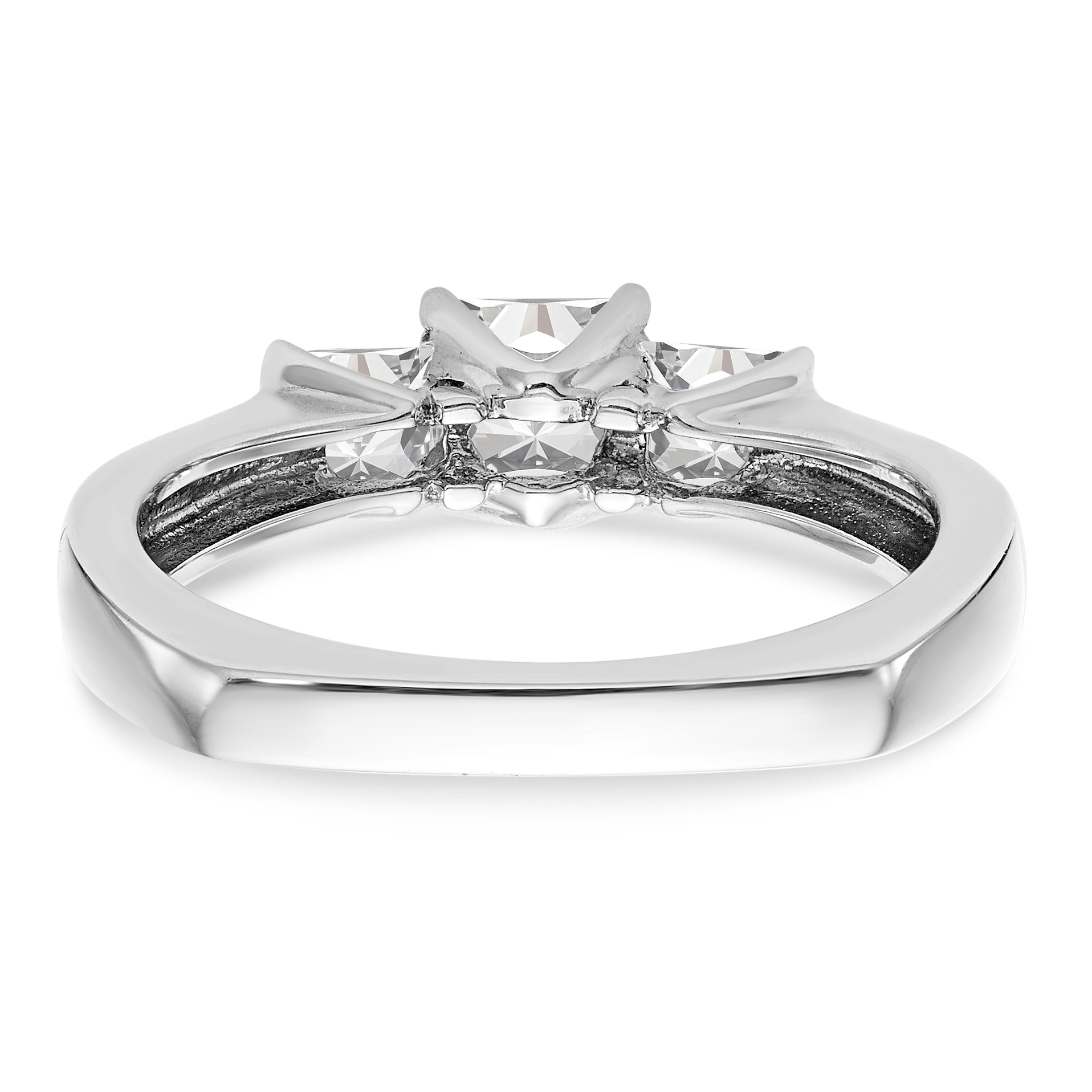 14K Weißgold Verlobungsring mit 3 simulierten Diamanten