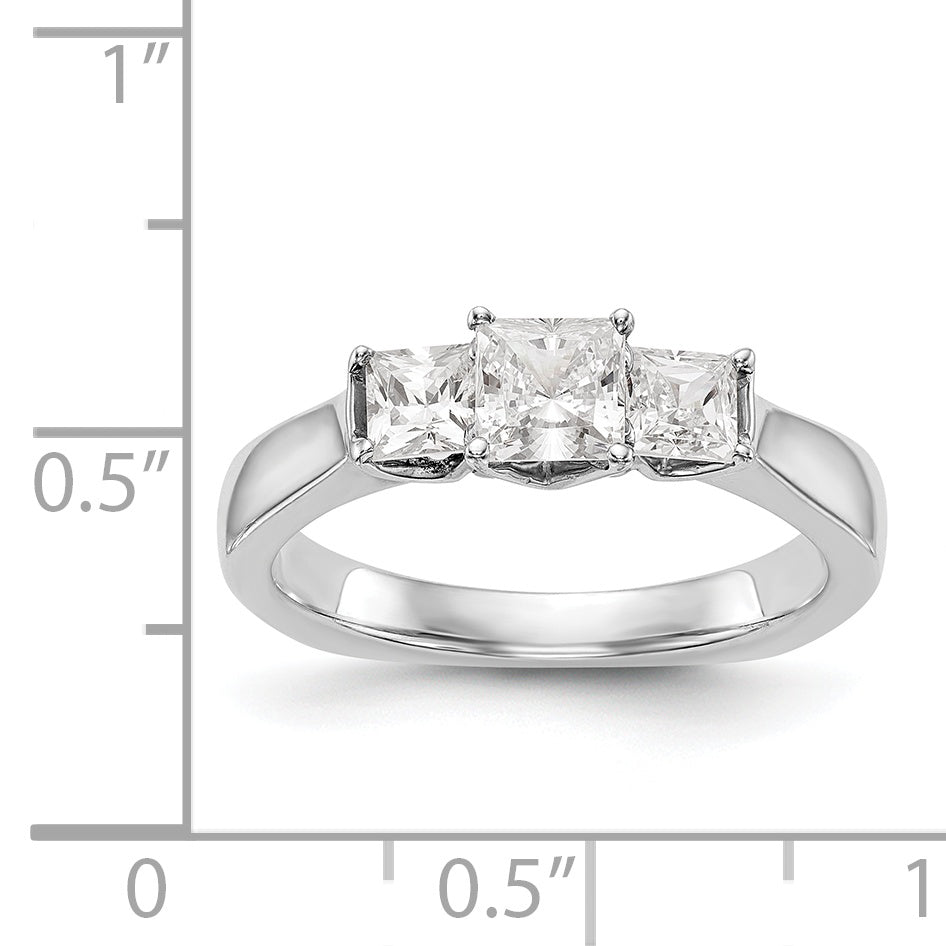 14K Weißgold Verlobungsring mit 3 simulierten Diamanten