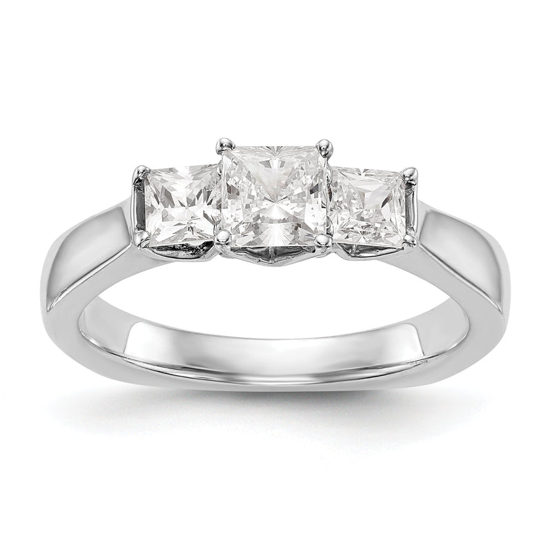 14K Weißgold Verlobungsring mit 3 simulierten Diamanten