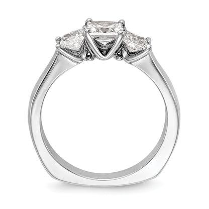 14K Weißgold Verlobungsring mit 3 simulierten Diamanten