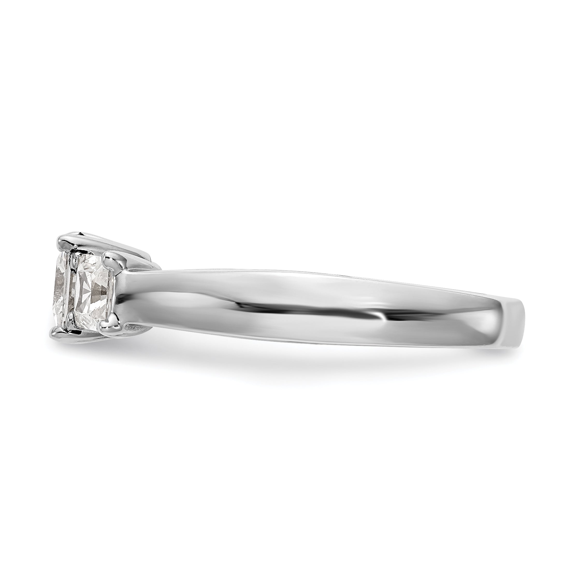 14K Weißgold Verlobungsring mit 3 simulierten Diamanten