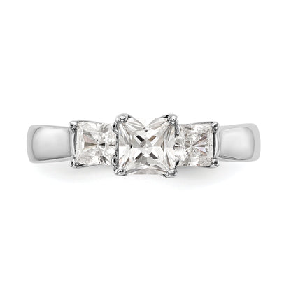 14K Weißgold Verlobungsring mit 3 simulierten Diamanten