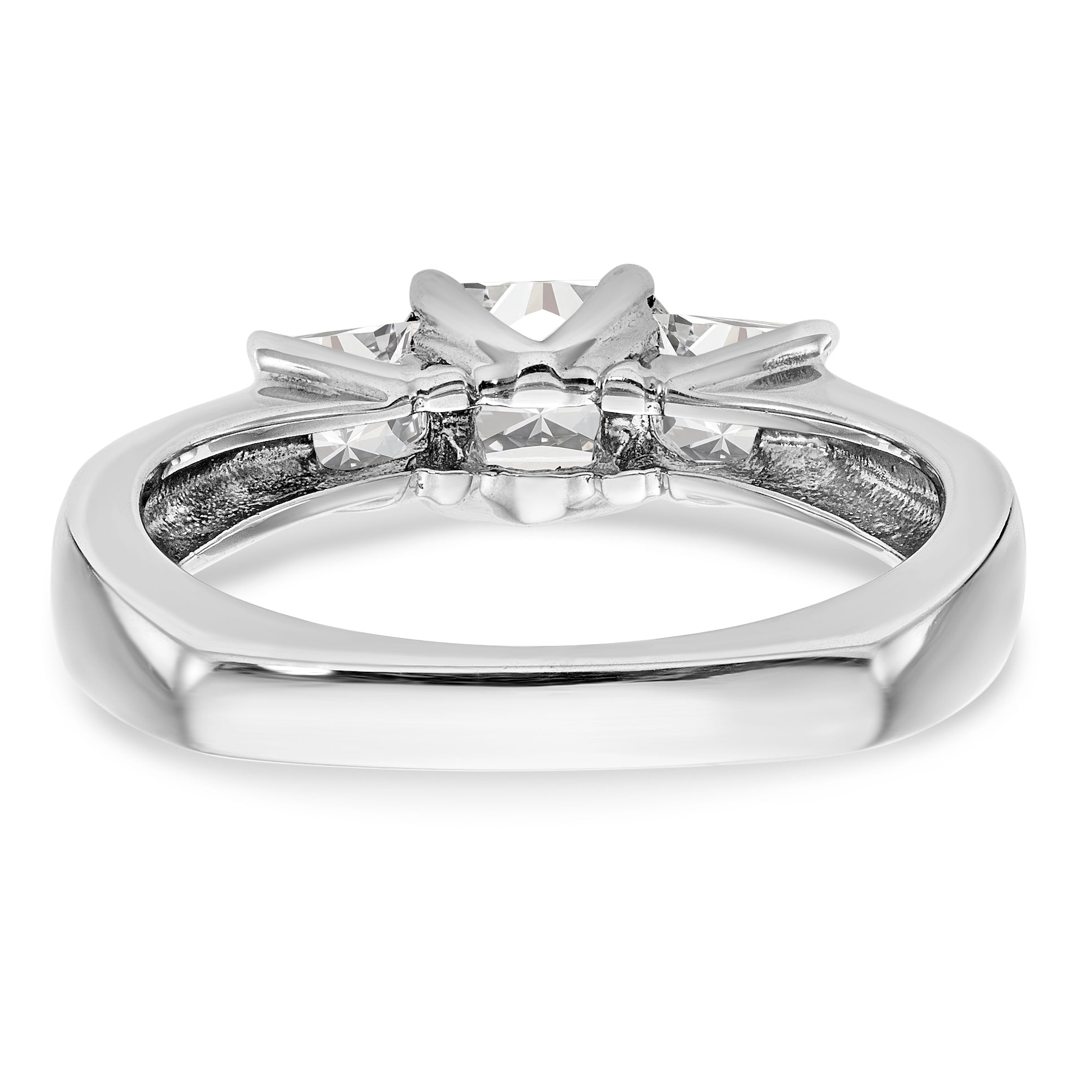 14K Weißgold Verlobungsring mit 3 simulierten Diamanten