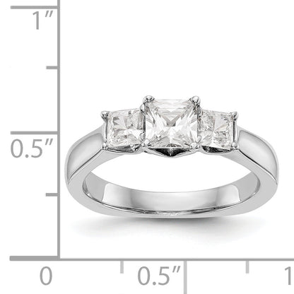 14K Weißgold Verlobungsring mit 3 simulierten Diamanten