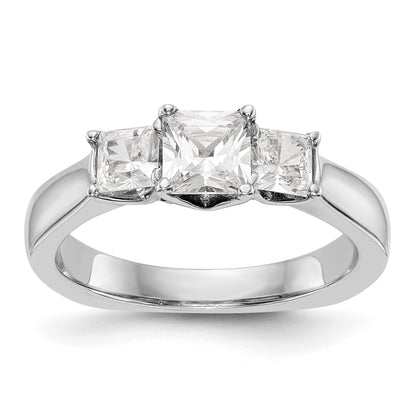14K Weißgold Verlobungsring mit 3 simulierten Diamanten