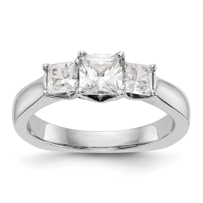 14K Weißgold Verlobungsring mit 3 simulierten Diamanten