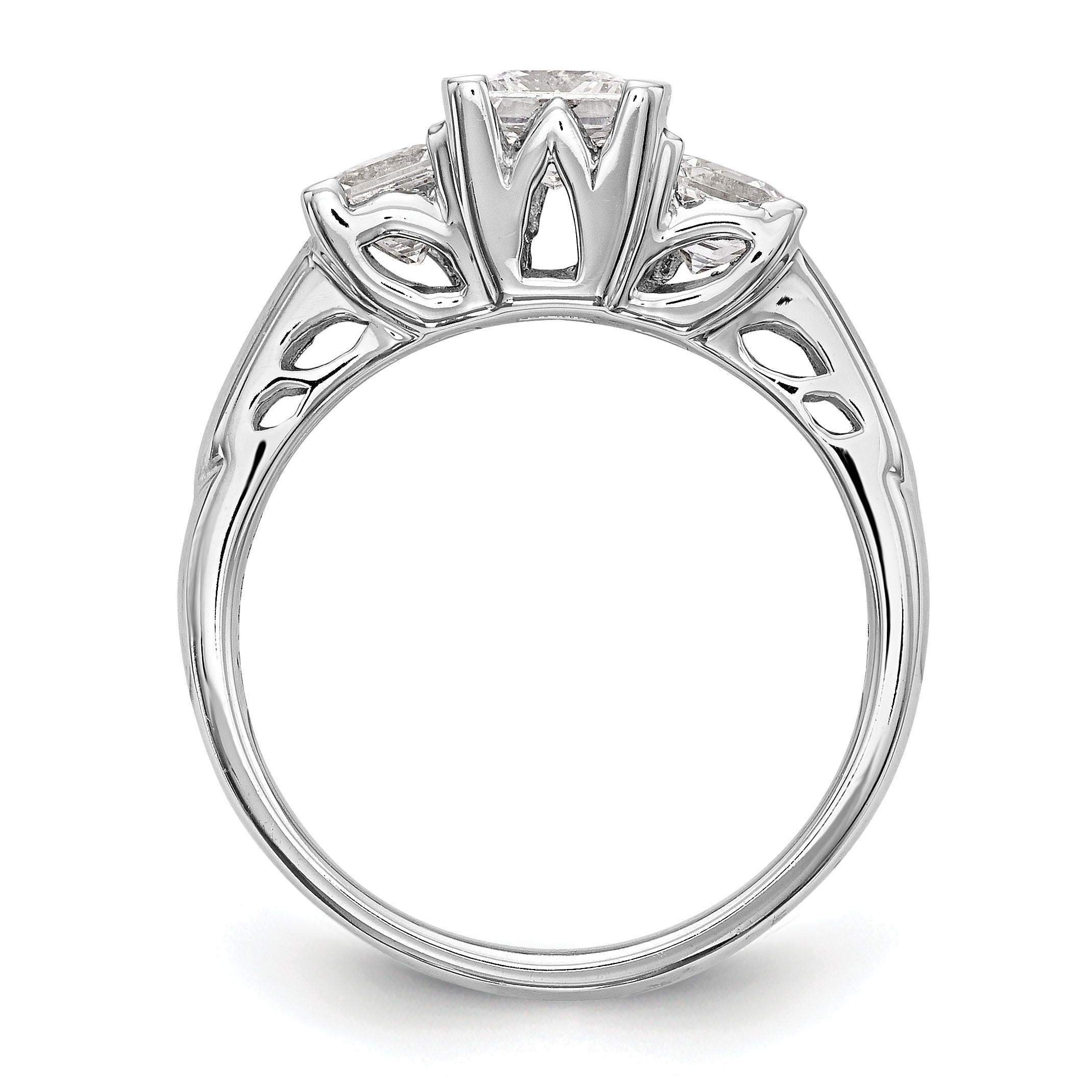 14K Weißgold Verlobungsring Dreistein mit simulierten Diamanten