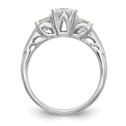 14K Weißgold Verlobungsring Dreistein mit simulierten Diamanten
