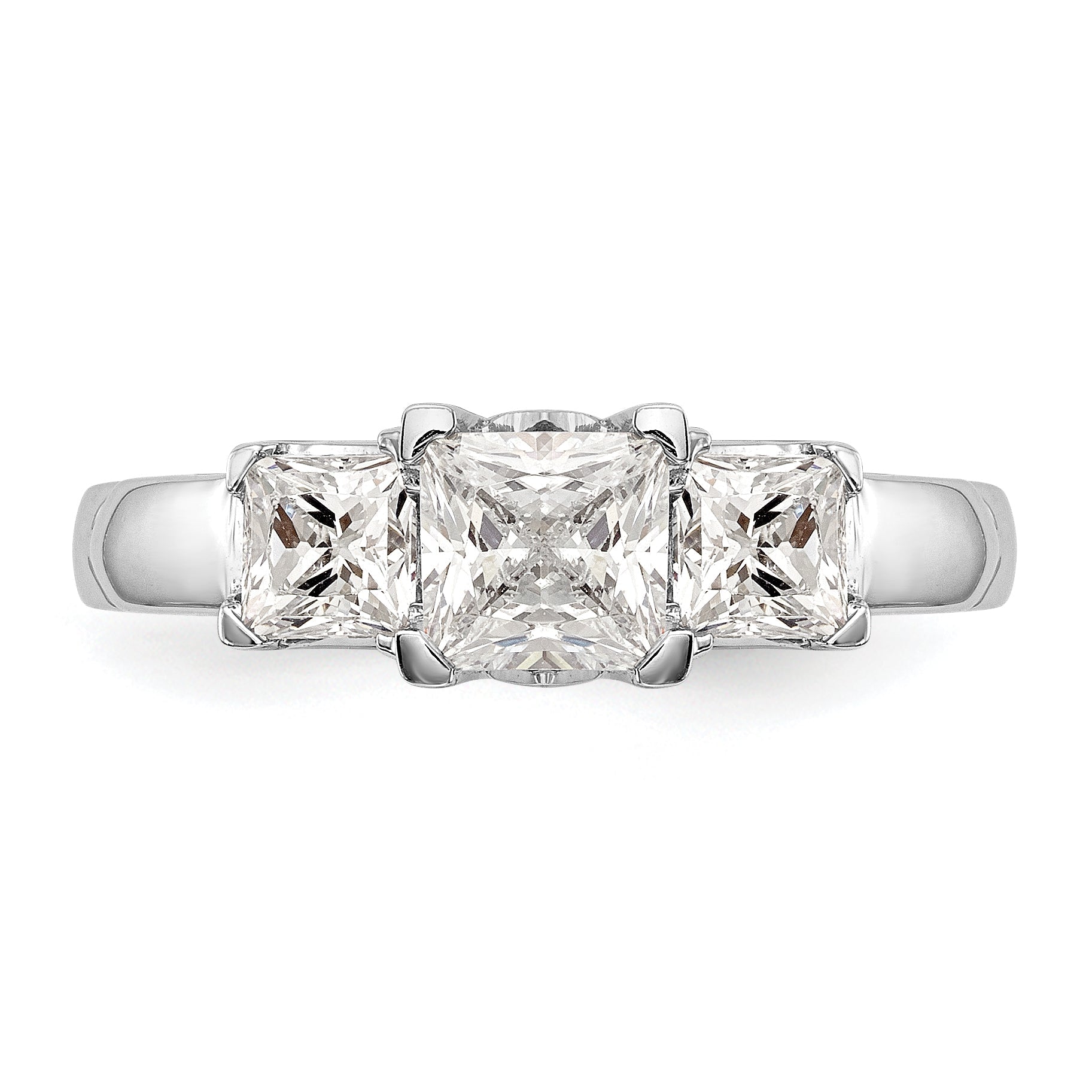 14K Weißgold Verlobungsring Dreistein mit simulierten Diamanten