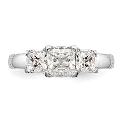 14K Weißgold Verlobungsring Dreistein mit simulierten Diamanten