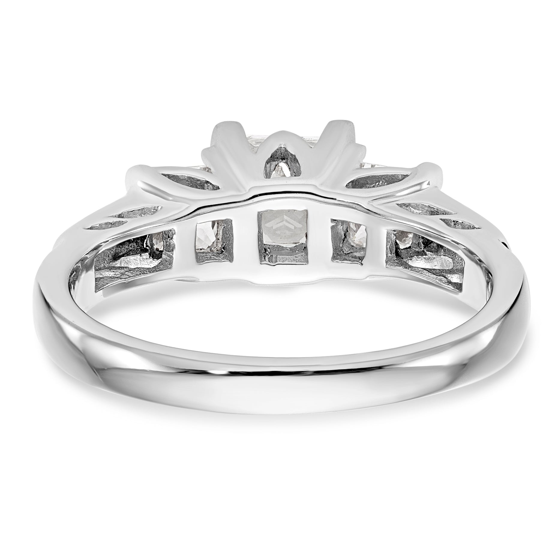 14K Weißgold Verlobungsring Dreistein mit simulierten Diamanten