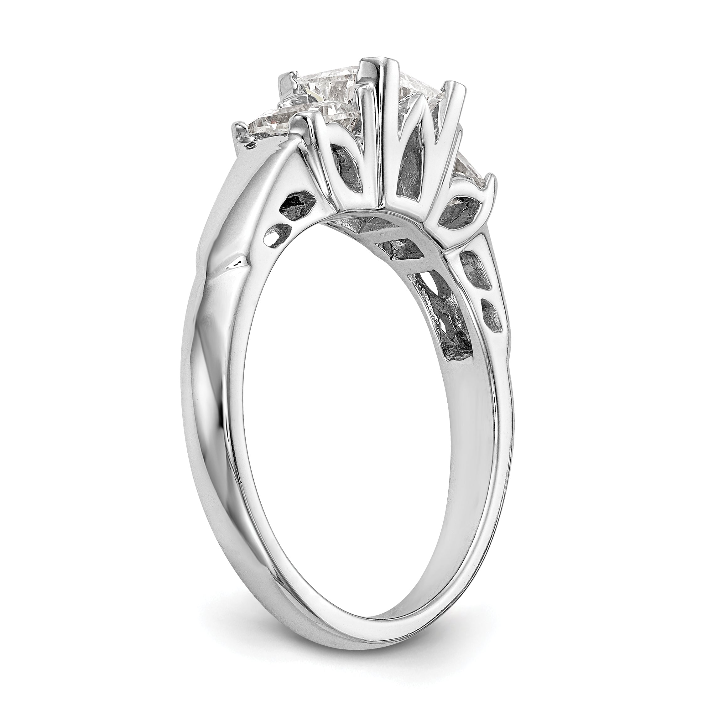 14K Weißgold Verlobungsring Dreistein mit simulierten Diamanten