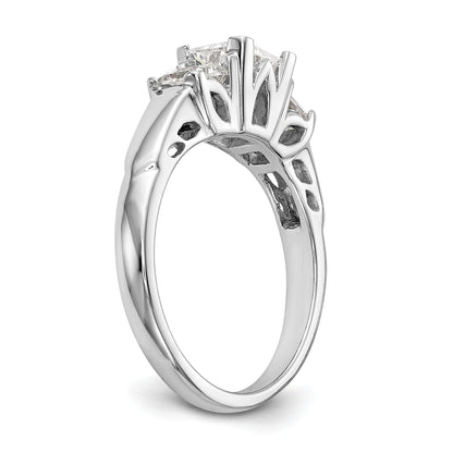 14K Weißgold Verlobungsring Dreistein mit simulierten Diamanten