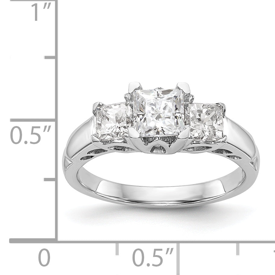 14K Weißgold Verlobungsring Dreistein mit simulierten Diamanten