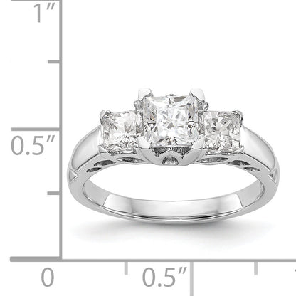 14K Weißgold Verlobungsring Dreistein mit simulierten Diamanten
