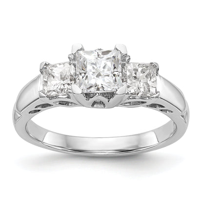 14K Weißgold Verlobungsring Dreistein mit simulierten Diamanten