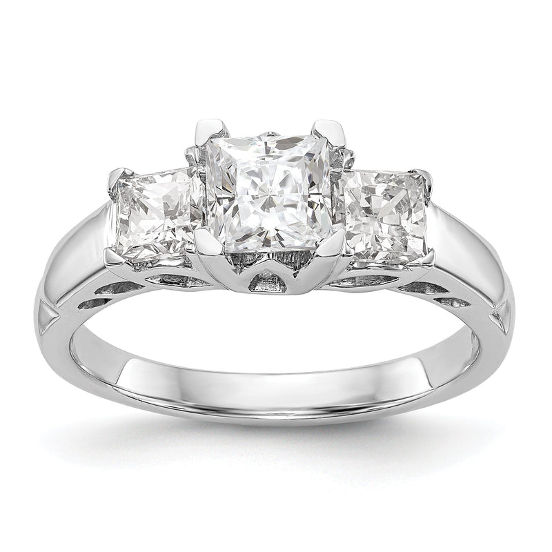 14K Weißgold Verlobungsring Dreistein mit simulierten Diamanten