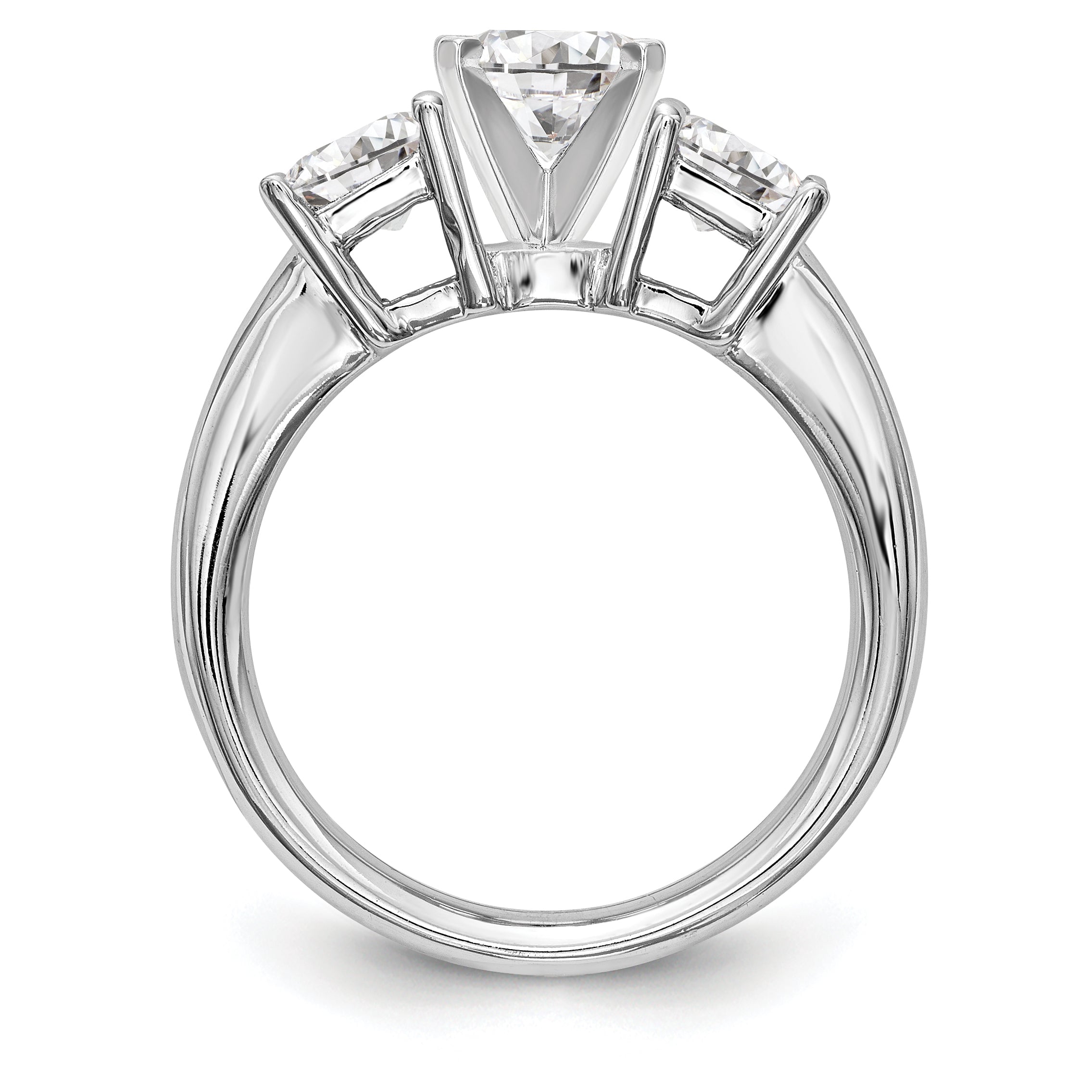 14K Weißgold Verlobungsring mit 3 Diamanten in Krappenfassung