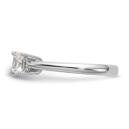 14K Weißgold Dreistein-Verlobungsring mit Diamanten in Krappenfassung