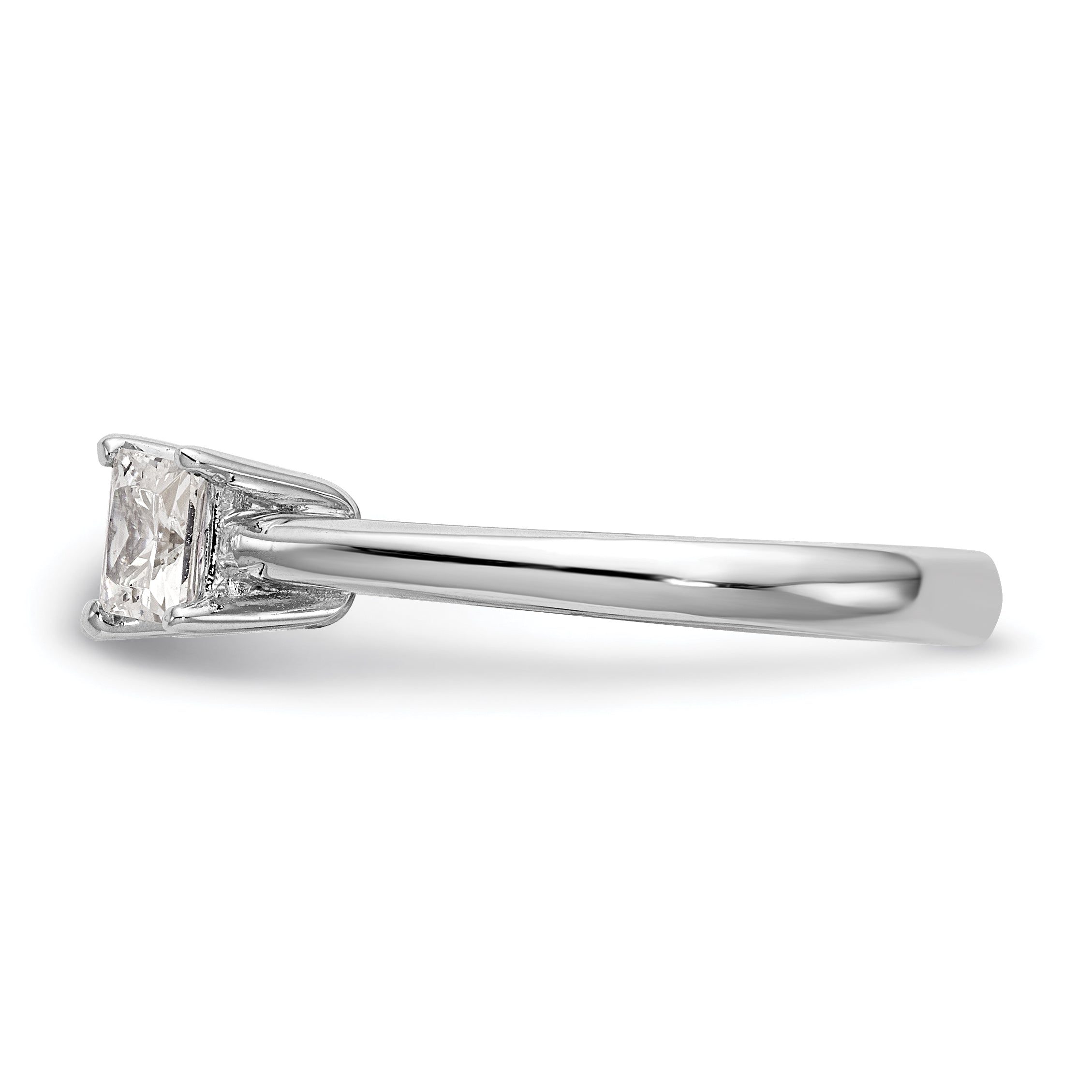 14K Weißgold Verlobungsring mit 3 Diamanten in Krappenfassung