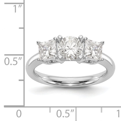 14K Weißgold Dreistein-Verlobungsring mit Diamanten in Krappenfassung