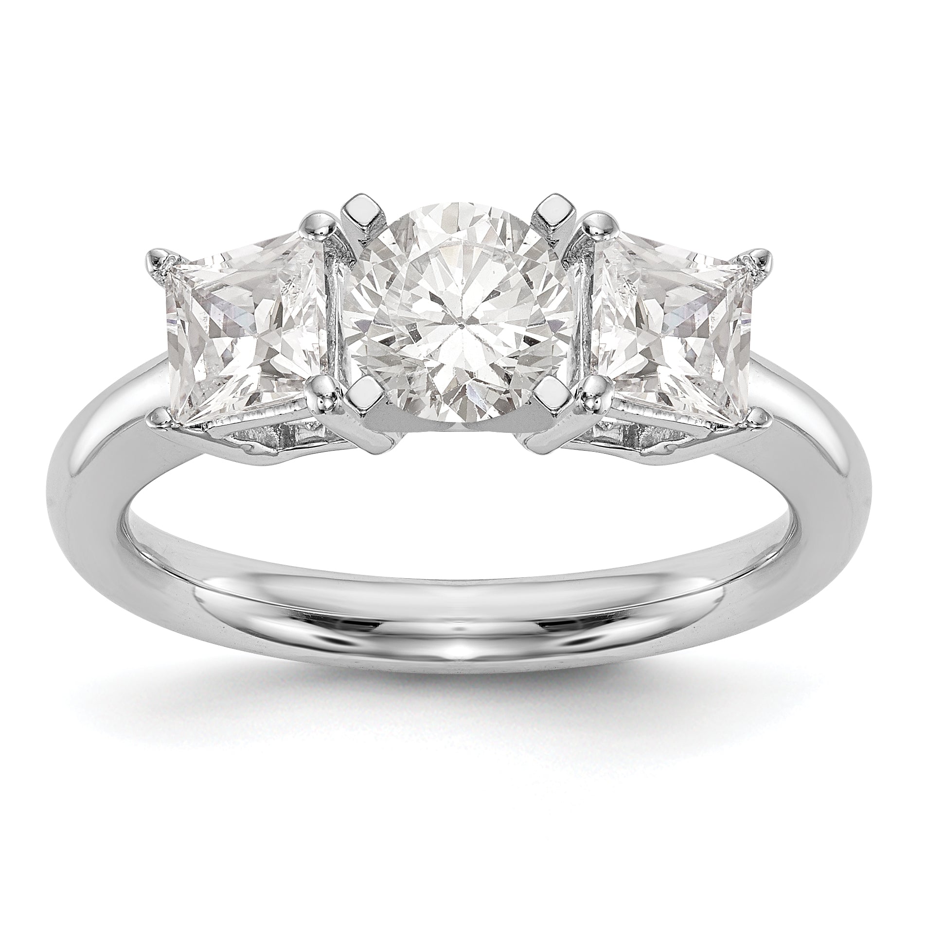 14K Weißgold Verlobungsring mit 3 Diamanten in Krappenfassung